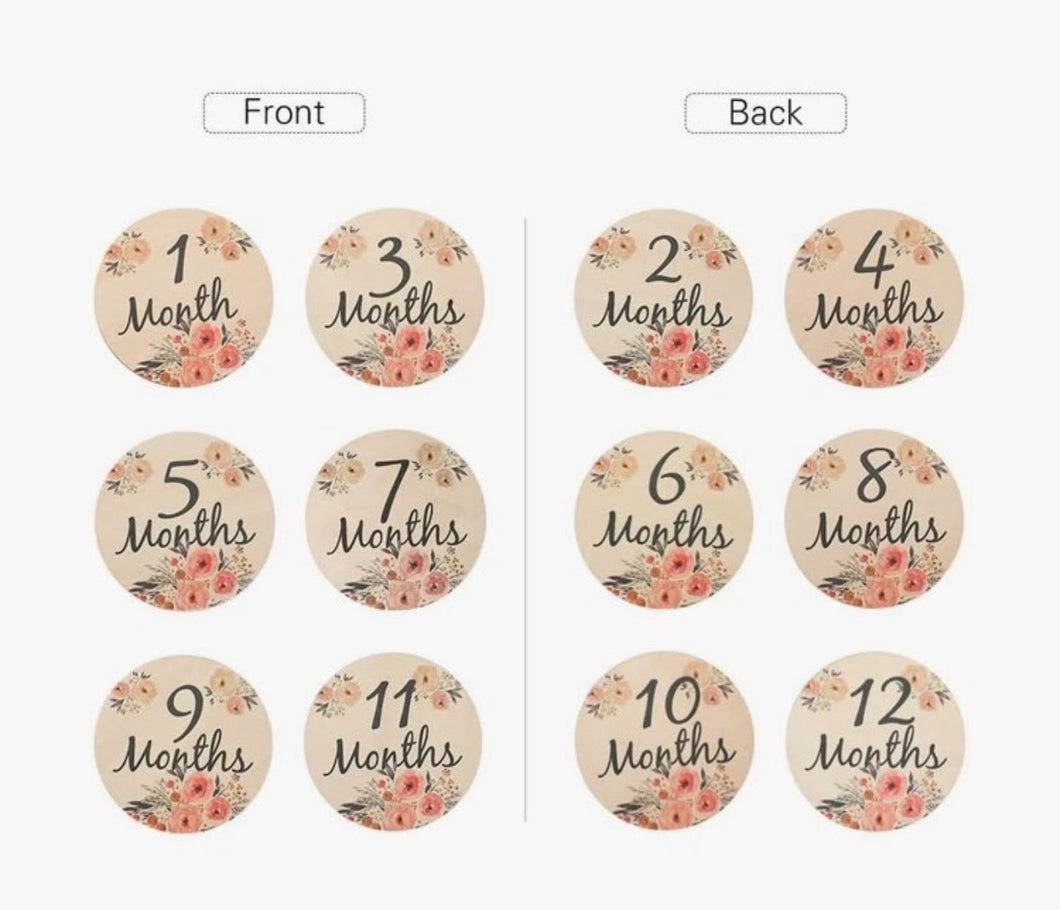 Blooming Wisdom Wooden Round Milestone Set (Double sided)