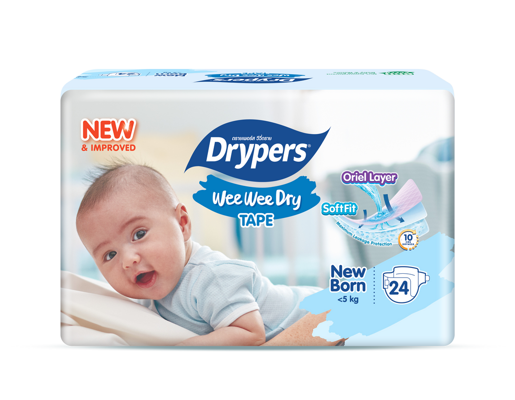 Drypers Wee Wee Dry Regular Pack NB (0-5kg) 24 pcs - Tape Diapers