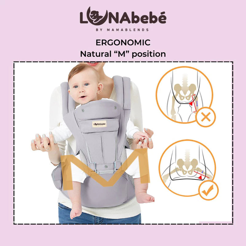 Lunabebe Multi Use Ergonomic Hip Seat Baby Carrier up to 44lbs newborn 36 mos