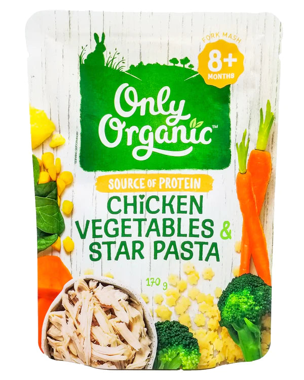 Only Organic Chicken, Vegetables & Star Pasta 170g (8+months)
