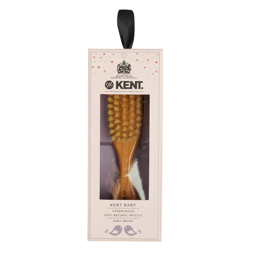 Kent Finest Soft Pure White Bristle Cherrywood Baby Brush (BA10)