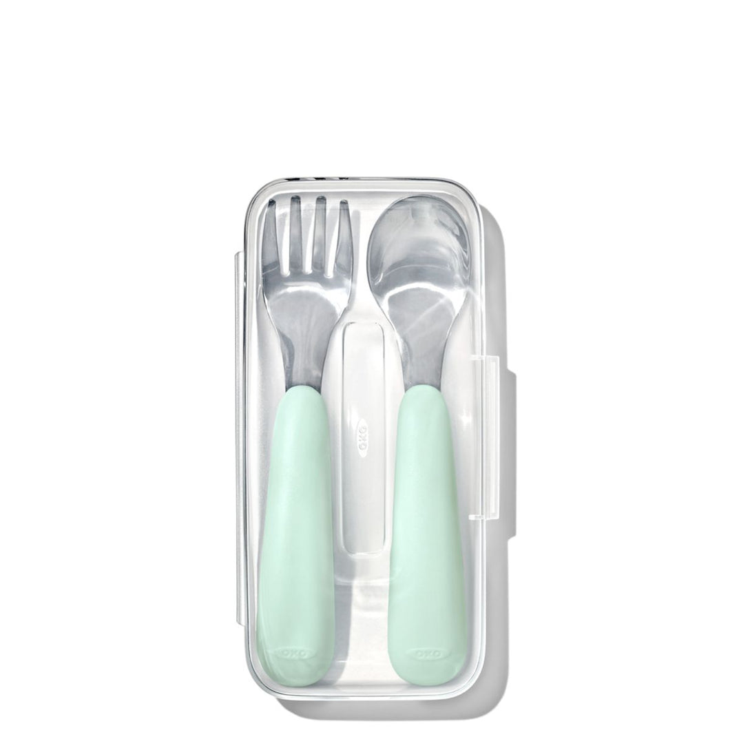 Oxo Tot On The Go Fork And Spoon Set With Carrying Case