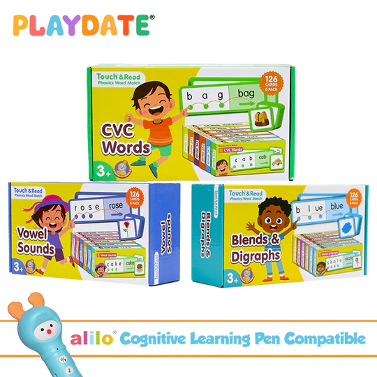 Playdate Smart Readers Collection - Touch and Read - Phonics Word Match 3boxes