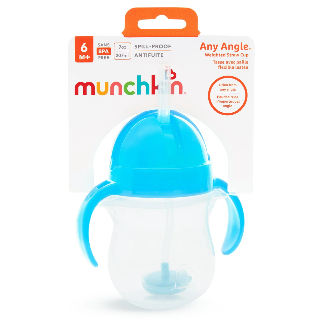 Munchkin Any Angle Click Lock Weighted Flexi Straw Trainer Cup, 7 Ounce