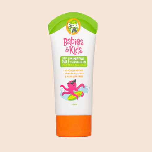 Beach Hut Sunscreen Babies & Kids SPF50 Mineral Sunscreen Body Lotion 100mL